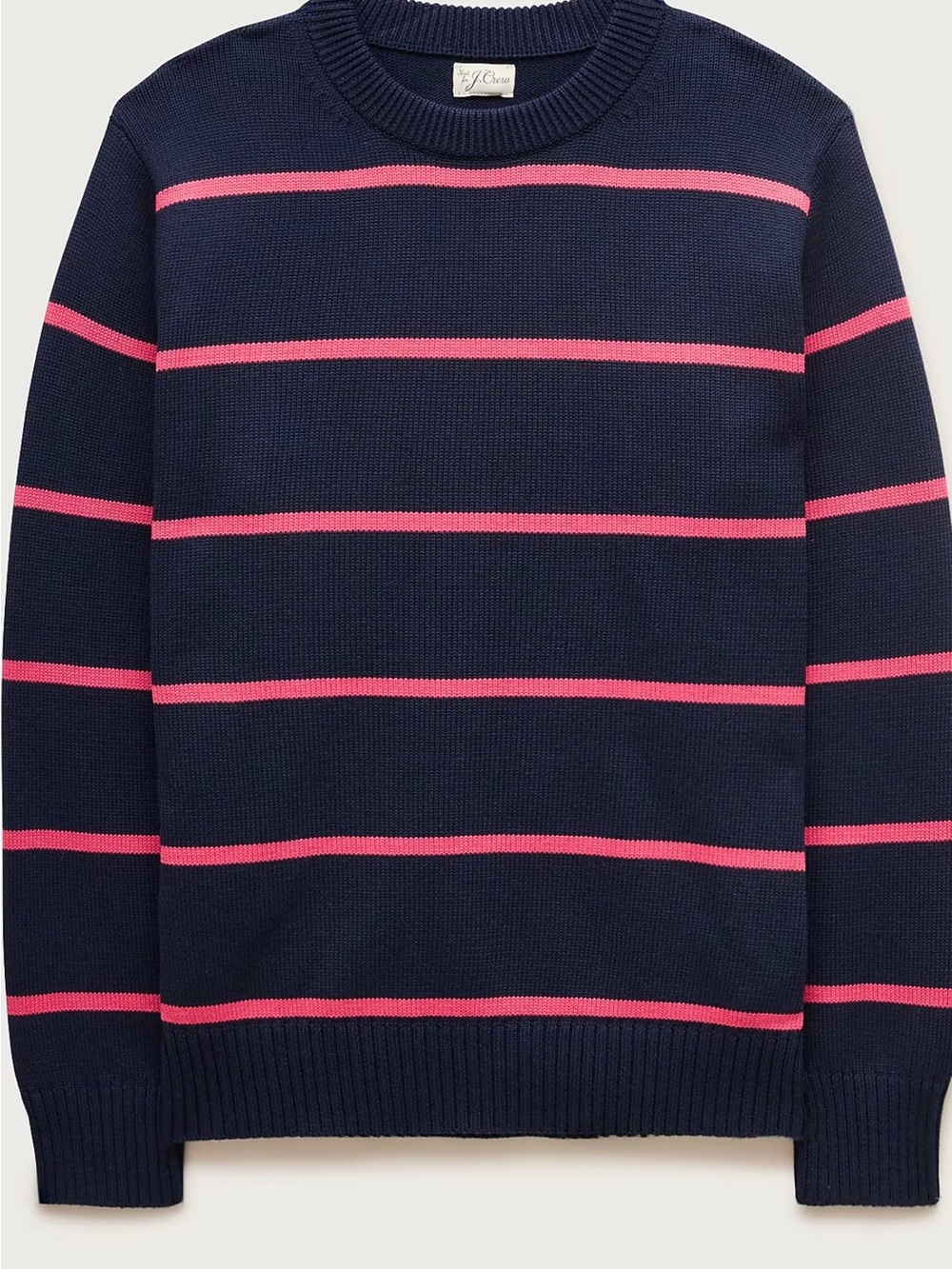 J. Crew  Men Navy Crewneck Sweater with Coral Stripes